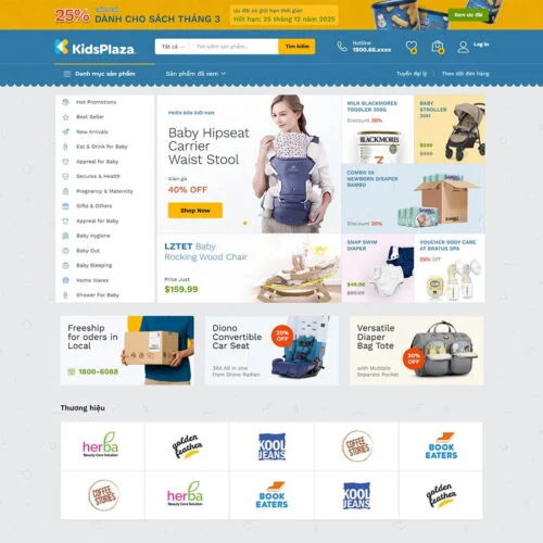 Mẫu thiết kế website bán hàng mẹ và bé