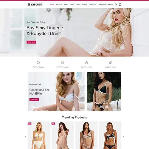 Mẫu thiết kế website bán thời trang nội y
