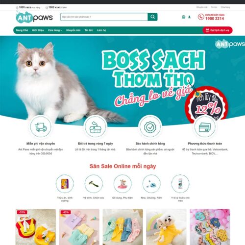 Mẫu thiết kế website Chăm Sóc Thú Cưng